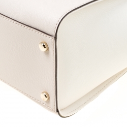 Kate Spade Beige/White Leather Small Cedar Street Hayden Top Handle Bag