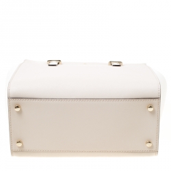 Kate Spade Beige/White Leather Small Cedar Street Hayden Top Handle Bag