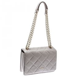 Pre Owned Kate Spade Grey Quilted Leather Emerson Place Vivenna Shoulder Bag
