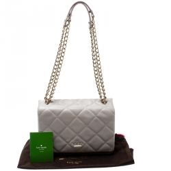 Pre Owned Kate Spade Grey Quilted Leather Emerson Place Vivenna Shoulder Bag