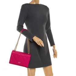 Kate Spade Hot Pink Quilted Leather Emerson Place Vivenna Shoulder Bag