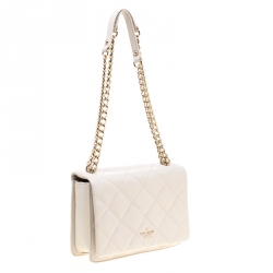 Pre Owned Kate Spade Off White Quilted Leather Emerson Place Vivenna Shoulder Bag