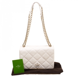 Pre Owned Kate Spade Off White Quilted Leather Emerson Place Vivenna Shoulder Bag