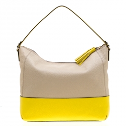 Pre Owned Kate Spade Beige/Yellow Leather Southport Avenue Hobo