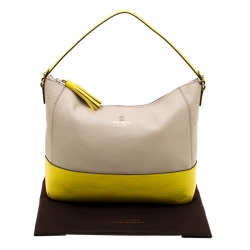 Pre Owned Kate Spade Beige/Yellow Leather Southport Avenue Hobo
