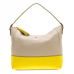 Pre Owned Kate Spade Beige/Yellow Leather Southport Avenue Hobo