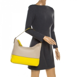 Pre Owned Kate Spade Beige/Yellow Leather Southport Avenue Hobo