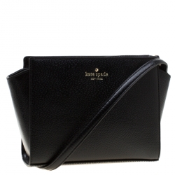 Pre Owned Kate Spade Black Leather Grand Street Hayden Crossbody Bag