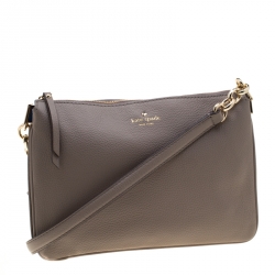 Pre Owned Kate Spade Grey Leather Madelyne Larchmont Avenue Crossbody Bag