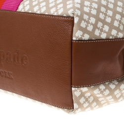 Pre Owned Kate Spade Beige/Brown Canvas and Leather Stevie Bag