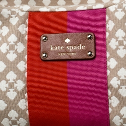 Pre Owned Kate Spade Beige/Brown Canvas and Leather Stevie Bag