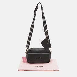 Pre Owned Kate Spade Black Pebbled Leather Rosie Flap Camera Bag