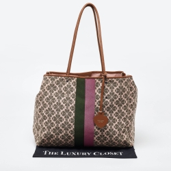 Pre Owned Kate Spade Multicolor Stripe Canvas and Leather Shopper Tote