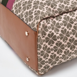 Pre Owned Kate Spade Multicolor Stripe Canvas and Leather Shopper Tote