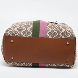 Pre Owned Kate Spade Multicolor Stripe Canvas and Leather Shopper Tote