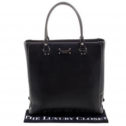 Pre Owned Kate Spade Black Leather Wellesley Quinn Tote