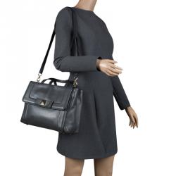 Pre Owned Kate Spade Dark Grey Leather Top handle Bag