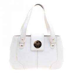 Pre Owned Kate Spade White Leather Turnlock Satchel