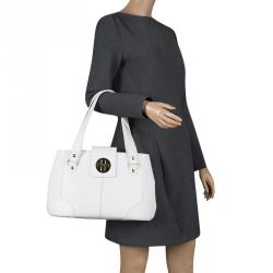 Pre Owned Kate Spade White Leather Turnlock Satchel