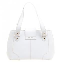 Pre Owned Kate Spade White Leather Turnlock Satchel