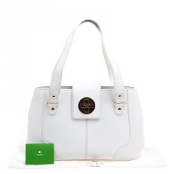 Pre Owned Kate Spade White Leather Turnlock Satchel