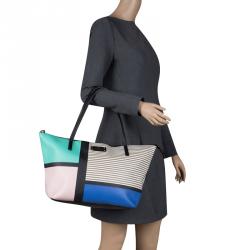 Pre Owned Kate Spade Multicolor Leather Colorblock Harmony Shopper Tote