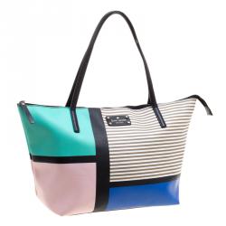 Pre Owned Kate Spade Multicolor Leather Colorblock Harmony Shopper Tote
