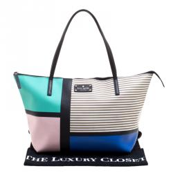 Pre Owned Kate Spade Multicolor Leather Colorblock Harmony Shopper Tote