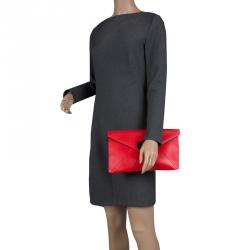 Pre Owned Kate Spade Red Leather Post Street Little Adair Clutch