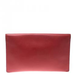 Pre Owned Kate Spade Red Leather Post Street Little Adair Clutch