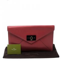 Pre Owned Kate Spade Red Leather Post Street Little Adair Clutch