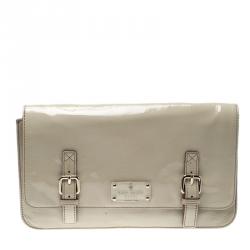 Pre Owned Kate Spade Off White Patent Leather Flicker Ellie Clutch