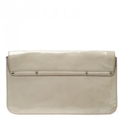 Pre Owned Kate Spade Off White Patent Leather Flicker Ellie Clutch