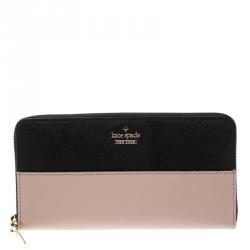 Pre Owned Kate Spade Black/Beige Leather Cameron Street Stacy Wallet