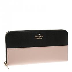 Pre Owned Kate Spade Black/Beige Leather Cameron Street Stacy Wallet