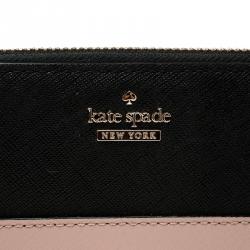 Pre Owned Kate Spade Black/Beige Leather Cameron Street Stacy Wallet