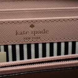 Pre Owned Kate Spade Black/Beige Leather Cameron Street Stacy Wallet