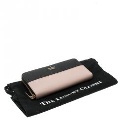 Pre Owned Kate Spade Black/Beige Leather Cameron Street Stacy Wallet