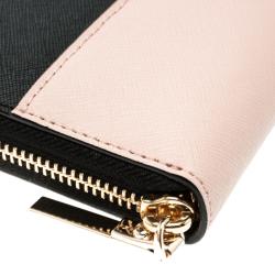 Pre Owned Kate Spade Black/Beige Leather Cameron Street Stacy Wallet