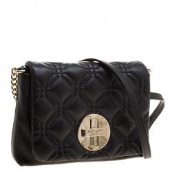 Pre Owned Kate Spade Black Quilted Leather Astor Court Flap Shoulder Bag