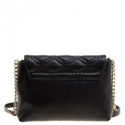Pre Owned Kate Spade Black Quilted Leather Astor Court Flap Shoulder Bag