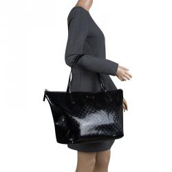 Pre Owned Kate Spade Black Embossed Patent Leather Tote