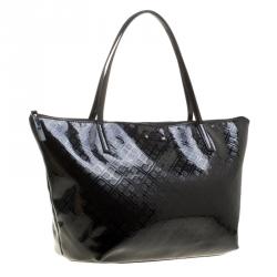 Pre Owned Kate Spade Black Embossed Patent Leather Tote