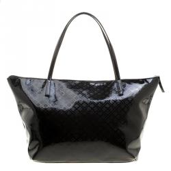 Pre Owned Kate Spade Black Embossed Patent Leather Tote