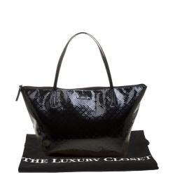 Pre Owned Kate Spade Black Embossed Patent Leather Tote