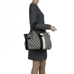 Pre Owned Kate Spade Black/White Canvas and Leather Stevie Satchel