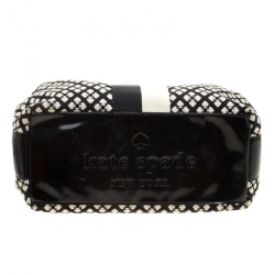 Pre Owned Kate Spade Black/White Canvas and Leather Stevie Satchel