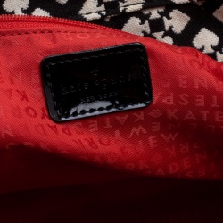 Pre Owned Kate Spade Black/White Canvas and Leather Stevie Satchel