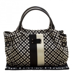 Pre Owned Kate Spade Black/White Canvas and Leather Stevie Satchel