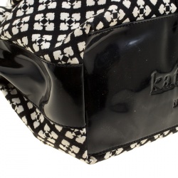 Pre Owned Kate Spade Black/White Canvas and Leather Stevie Satchel